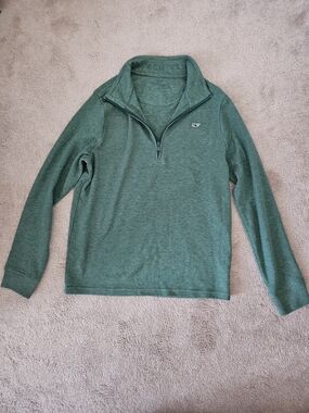 Vineyard Vines Heathered Green Quarter-Zip Pullover